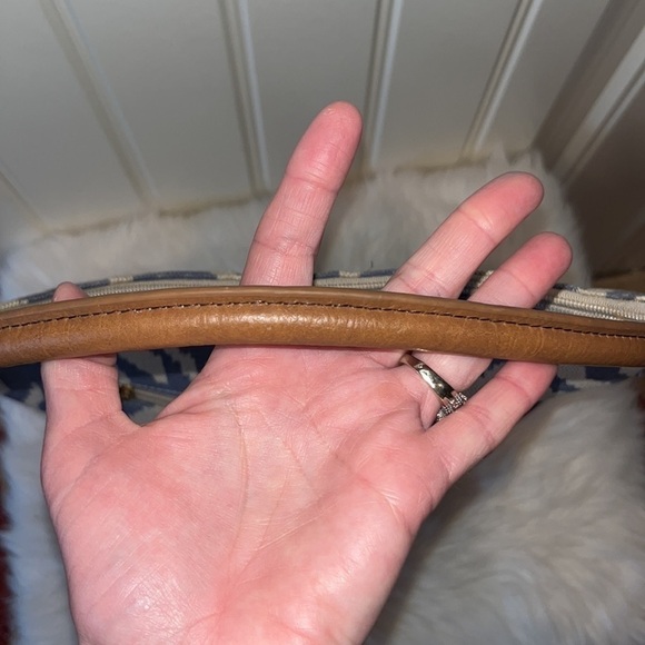 tommy Hilfiger blue linen-like shoulder bag coastal nautical western boho - Picture 9 of 16